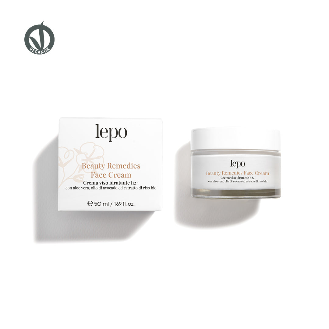 BEAUTY REMEDIES-FACE CREAM Feuchtigkeitsspendende Gesichtscreme mit Aloe Vera, Avocadoöl und Bio-Reisextrakt 50ml