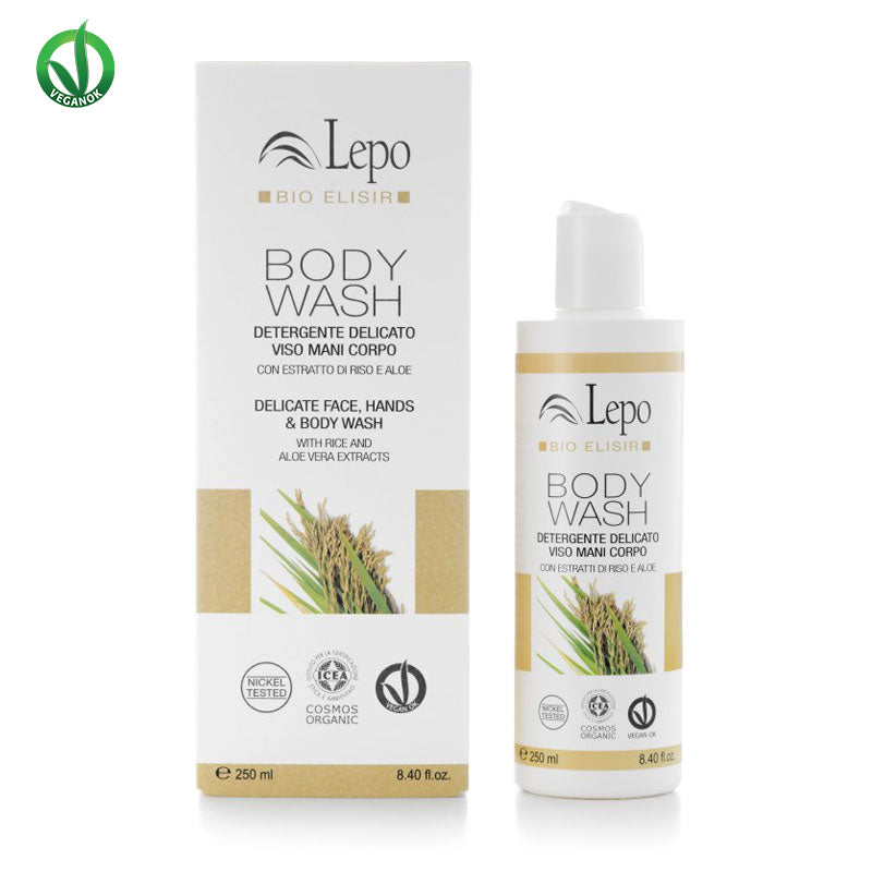 Body Wash  Mildes Waschgel für Gesicht, Hände und Körper mit Reis und Aloe Extrakten  250ml