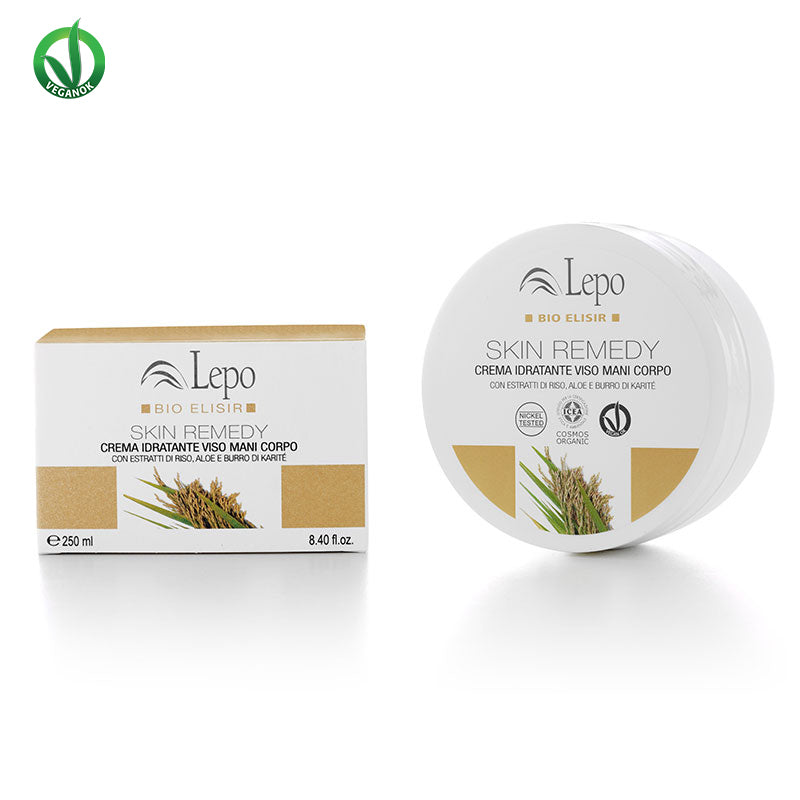 Skin Remedy   Feuchtigkeitscreme für Gesicht, Hände und Körper mit Reisektrakten, Aloe und Sheabutter   250ml