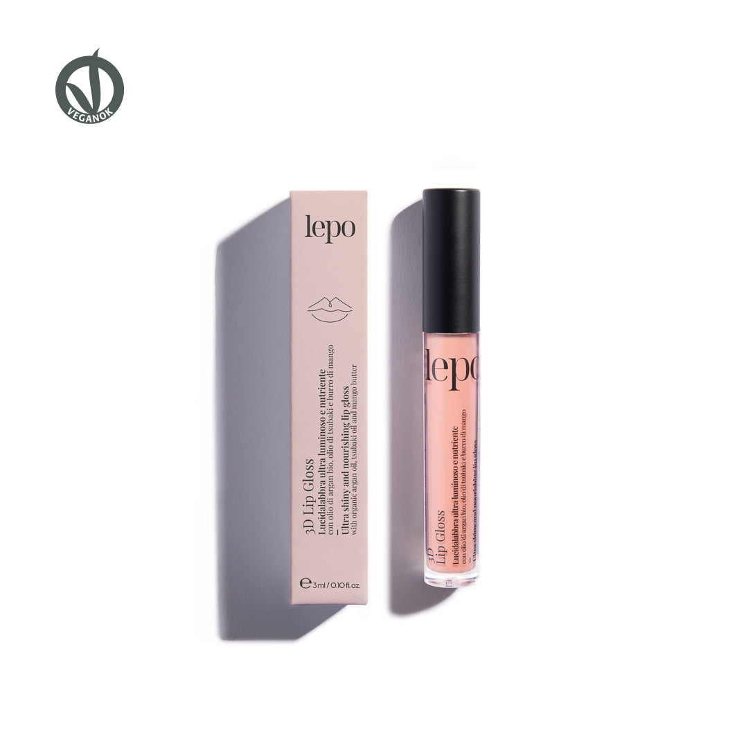 3D Lip Gloss  Heller und pflegender Lippgloss mit Bio-Arganöl, Tsubakiöl und Mangobutter  3ml