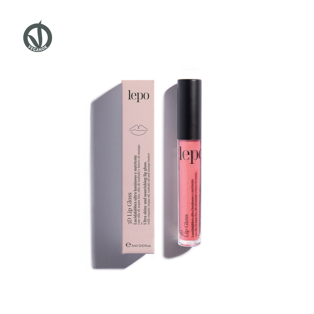 3D Lip Gloss  Heller und pflegender Lippgloss mit Bio-Arganöl, Tsubakiöl und Mangobutter  3ml